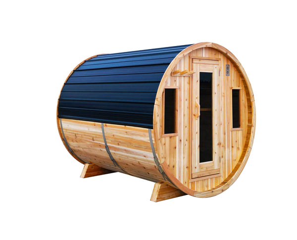 6' Red Cedar Barrel Sauna - natural finish