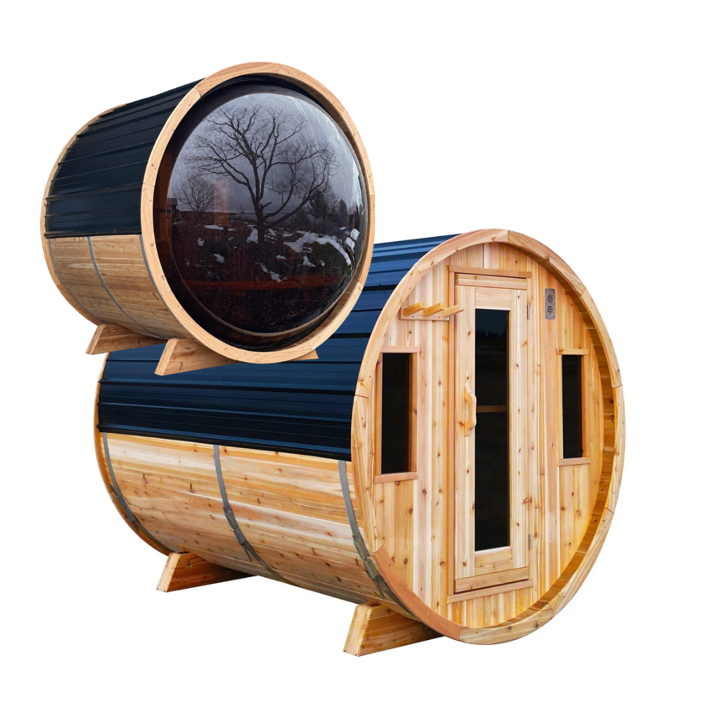 6' Red Cedar Panoramic Barrel Sauna