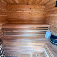 6' Red Cedar Cube Sauna With 2' Porch - interior