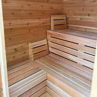 6' Red Cedar Cube Sauna With 2' Porch - bench detail