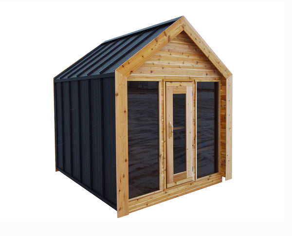 8' Red Cedar Modern Cabin Sauna - clear stain finish