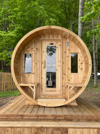 8' Red Cedar Panoramic Barrel Sauna With 2' Porch - alternate view 5