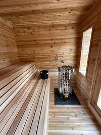 8' Red Cedar Cube Sauna With 2' Porch - interior, bench detail