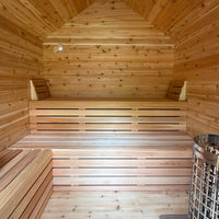 8' Red Cedar Modern Cabin Sauna With 2' Porch - interior