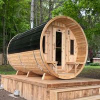 8' Red Cedar Panoramic Barrel Sauna With 2' Porch - alternate view 4