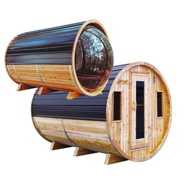 8' Red Cedar Panoramic Barrel Sauna