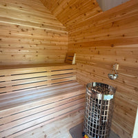 8' Red Cedar Modern Cabin Sauna With 2' Porch - heater