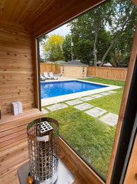8' Red Cedar Modern Panoramic Sauna With 2' Porch - interior