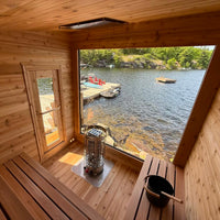 8' Red Cedar Modern Panoramic Sauna With 2' Porch - interior