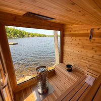 8' Red Cedar Modern Panoramic Sauna With 2' Porch - interior