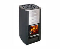 8' Red Cedar Modern Panoramic Sauna With 2' Porch - heater