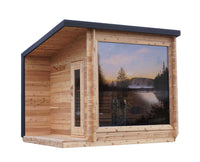 8' Red Cedar Modern Panoramic Sauna With 2' Porch