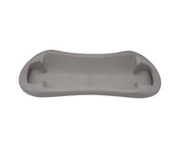 Grey swim spa headrest pillow seen from behind, showing the mounting pegs