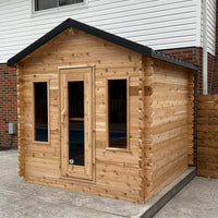 8' Red Cedar Classic Cabin Sauna - white stain finish