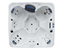 Williston I six-person hot tub, white shell with grey cabinet